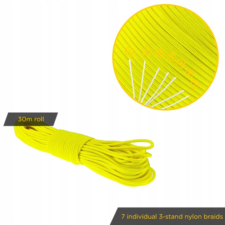Linka EDCX 4mm Paracord 550 - (Sofit Yellow, 30 m)