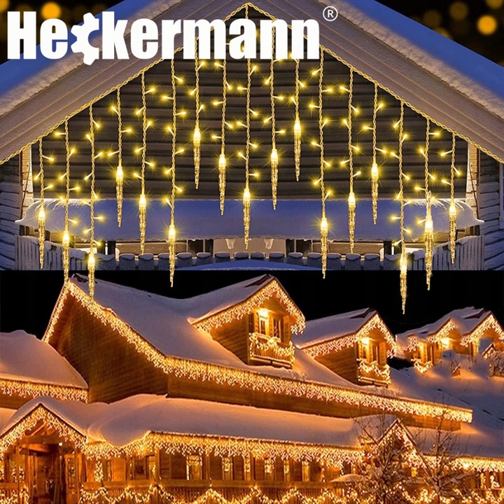 LAMPKI ZEWNĘTRZNE I WEWNĘTRZNE ŚWIĄTECZNE SOPLE 216 LED Z EFEKTEM ŚWIATEŁKA