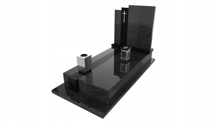 Lampion znicz nagrobny na pomnik srebrny stal nierdzewna + czarny granit