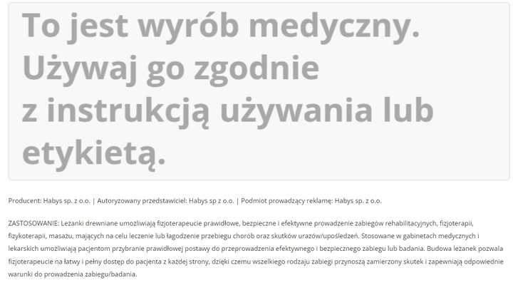 LEŻANKA ŁÓŻKO DO MASAŻU PRIMO HABYS