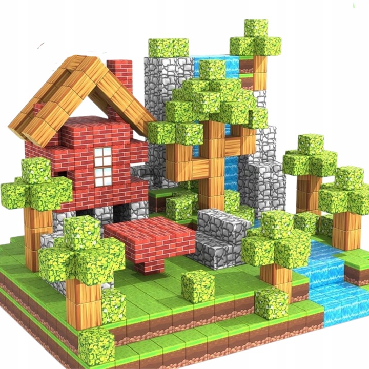 KLOCKI MAGNETYCZNE KLOCKI SZEŚCIANY 200 KLOCKÓW + 1 LUDZIK KLOCKI PIKSELE