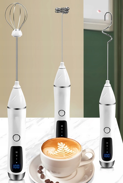 RĘCZNY SPIENIACZ MIKSER DO MLEKA KAWY ELEKTRYCZNY MINI BLENDER 11000 obr.