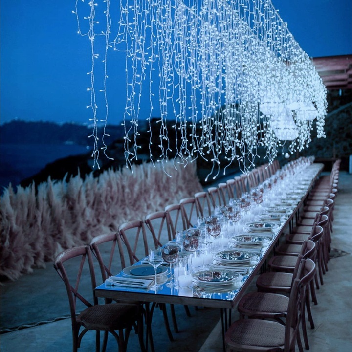 LAMPKI CHOINKOWE ŚWIĄTECZNE SOPLE Z EFEKTEM FLASH ZEWNĘTRZNE 15M 500 LED