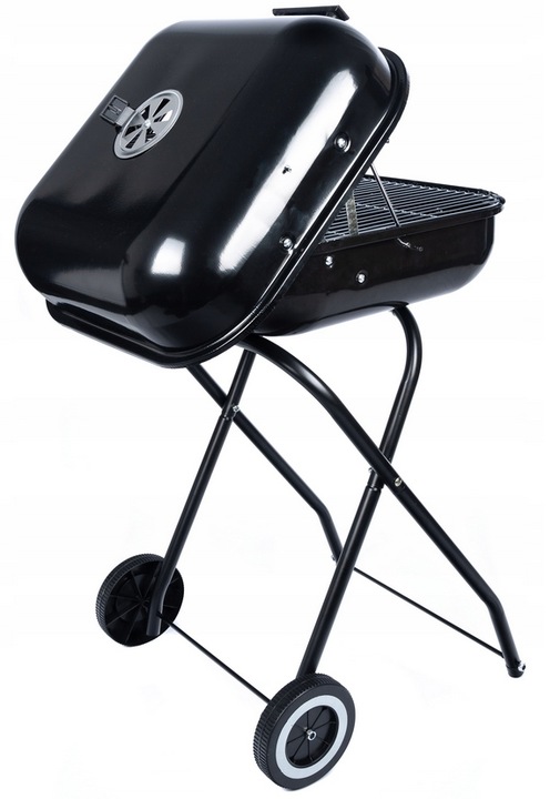GRILL Węglowy na brykiet Ogrodowy PRZENOŚNY turystyczny WÓZEK POKRYWA