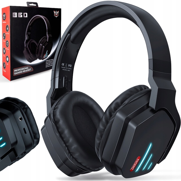 ONIKUMA B60 SŁUCHAWKI BEZPRZEWODOWE GAMINGOWE NAUSZNE MIKROFON BT 5.2 RGB