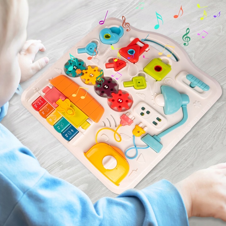 STOLIK EDUKACYJNY INTERAKTYWNY TABLICA MANIPULACYJNA KŁÓDKI KLUCZE PIANINO