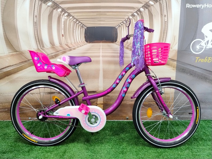 Rower dziecięcy dla dziewczynki FLOWER koło 20 " + wstążki, koszyk, dzwonek