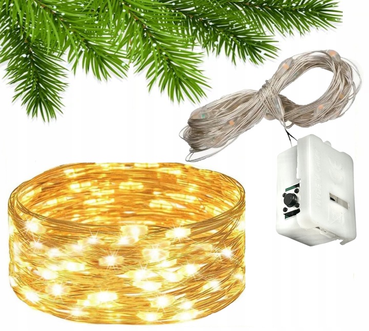 ŚWIATEŁKA LED LAMPKI CHOINKOWE MIKRO DRUCIKI Z BATERIAMI ŚWIĄTECZNY STROIK