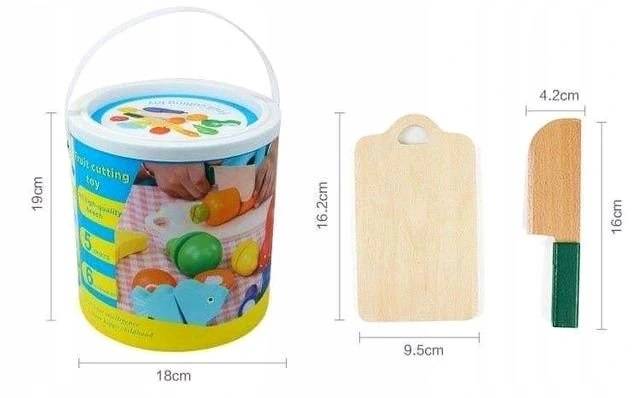 Zestaw DREWNIANYCH Warzyw Owoców Do KROJENIA NA RZEP MEGA ZESTAW NA PREZENT