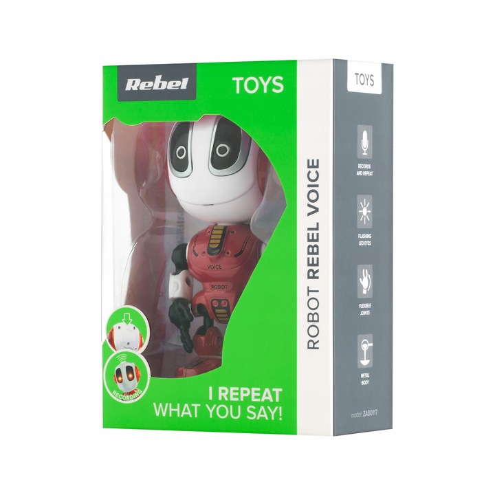 Robot VOICE BLUE mówi powtarza świeci Rebel