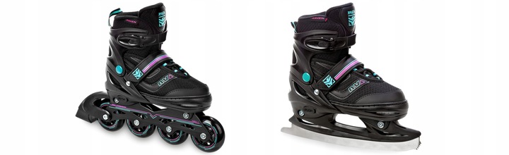 Rolki Łyżwy figurowe 2w1 Regulowane RAVEN Drill Mint/Pink 38-42