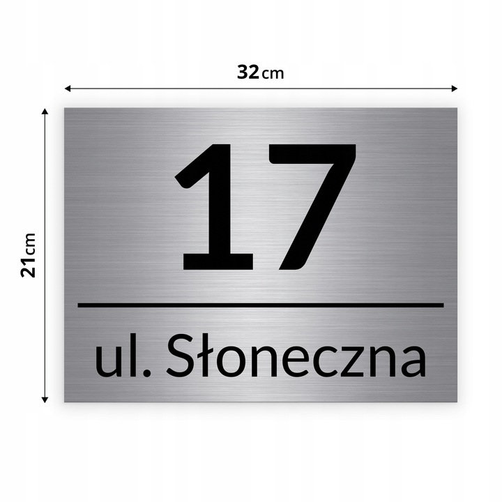 NIERDZEWNY NUMER NA DOM 32x21cm TABLICZKA ADRESOWA Z NUMEREM DOMU ALUMINIUM