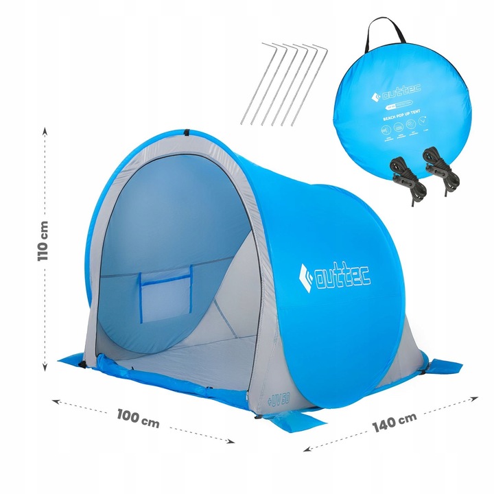 SAMOROZKŁADAJĄCY NAMIOT PLAŻOWY PARAWAN ZAMYKANY POP UP UV50 OUTTEC