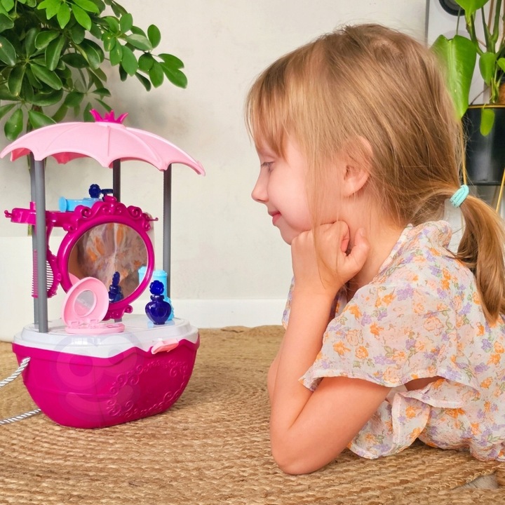 DUŻY Salon Piękności Urody Toaletka na Kółkach Wózek Wlizka 31 akc. 4w1