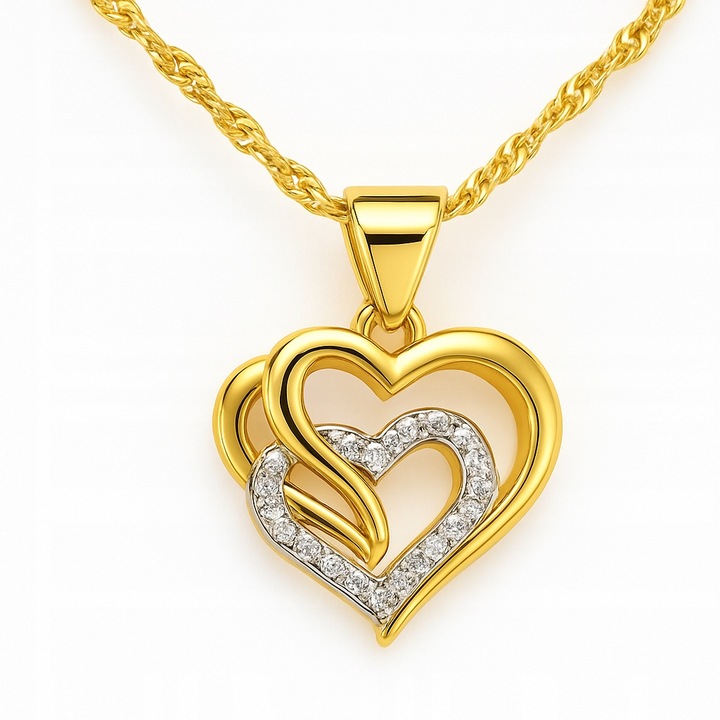 Złoty Łańcuszek 925 Serce Serduszko Naszyjnik Urodziny Prezent Grawer