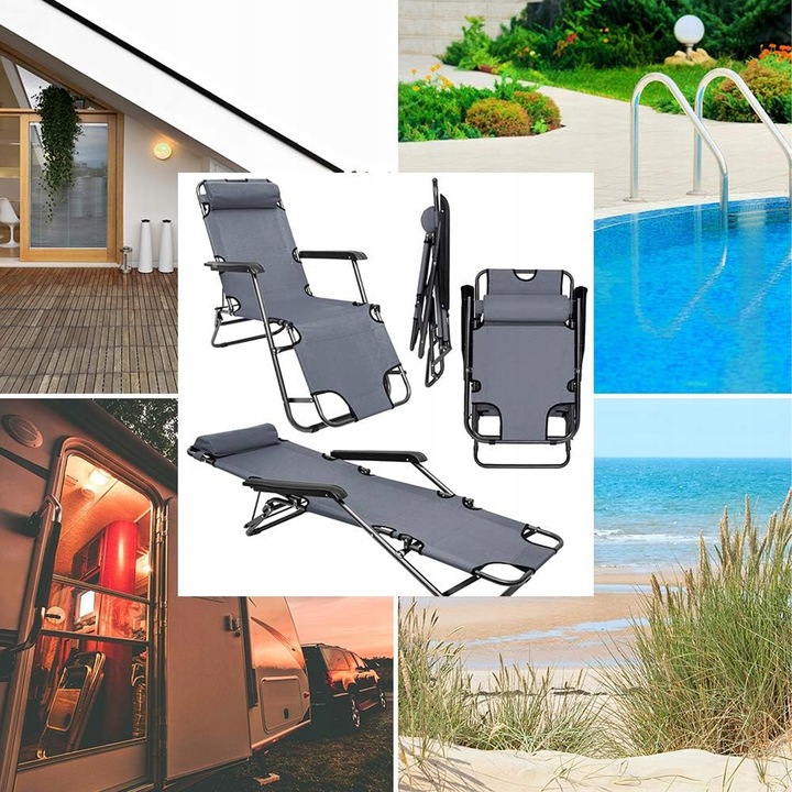 Leżak RC-K-872 metal szary