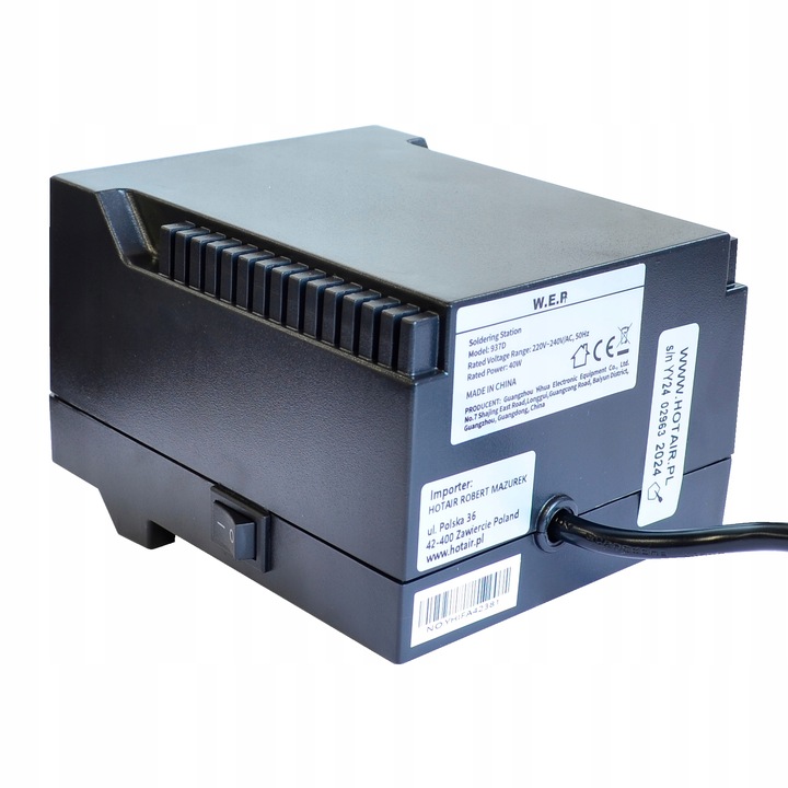 Stacja lutownicza grotowa kolbowa WEP 937D 60W chwytak smd od HOTAIR