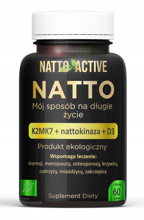 Natto Active witaminy D3 2000 IU K2 MK-7 Nattokinaza 60 eko tabletek