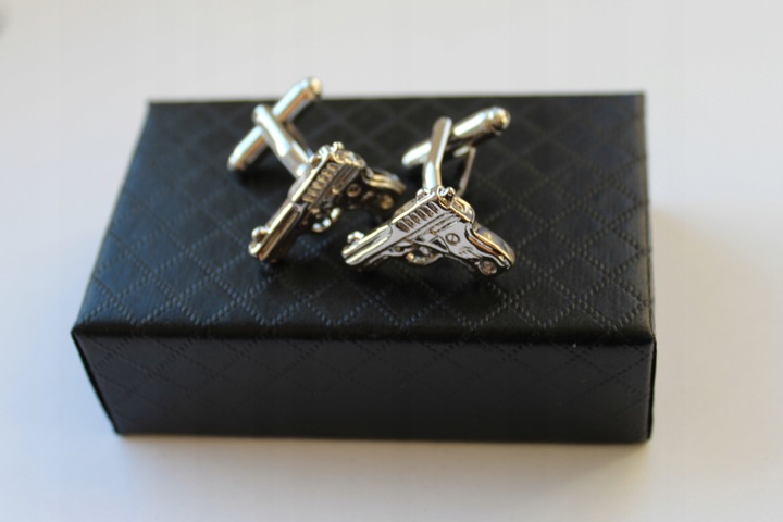 Spinki do mankietów EXC Pistolet Srebrny Stalowy