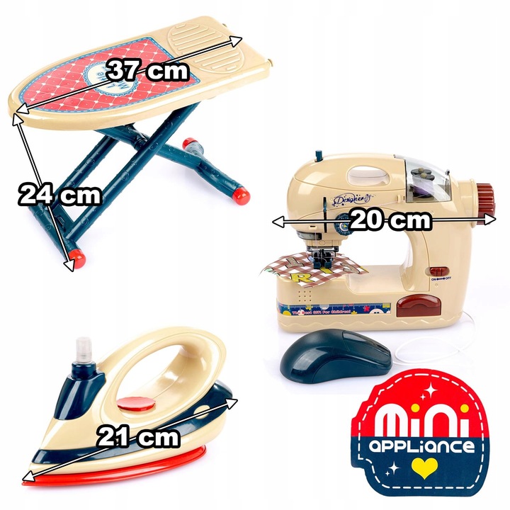 Zestaw AGD deska prasowanie żelazko maszyna szycie