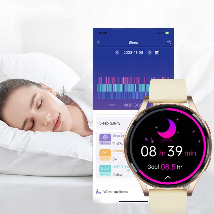 SMARTWATCH DAMSKI AMOLED KARDIOWATCH POMIAR EKG HRV CIŚNIENIE ROZMOWY SMS