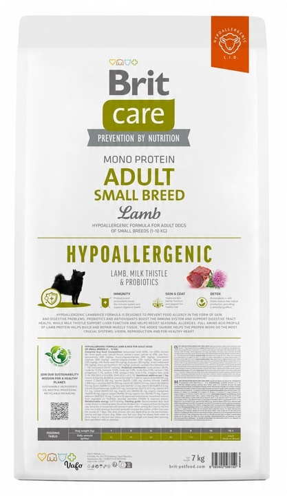BRIT CARE Hypoallergenic dla dorosłych psów małych ras z jagnięciną 7kg