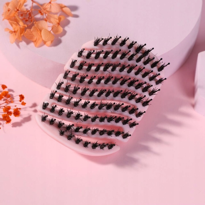 Zestaw szczotka do włosów z włosiem z dzika i mała do torebki różowa