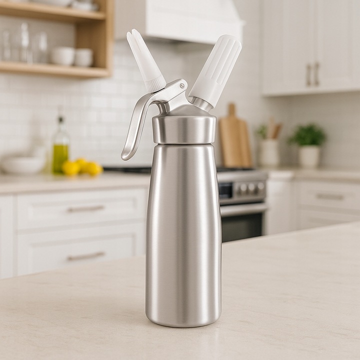 Syfon QUICK CREAM WHIPPER do Bitej Śmietany Saturator Srebrny 0,5L ART