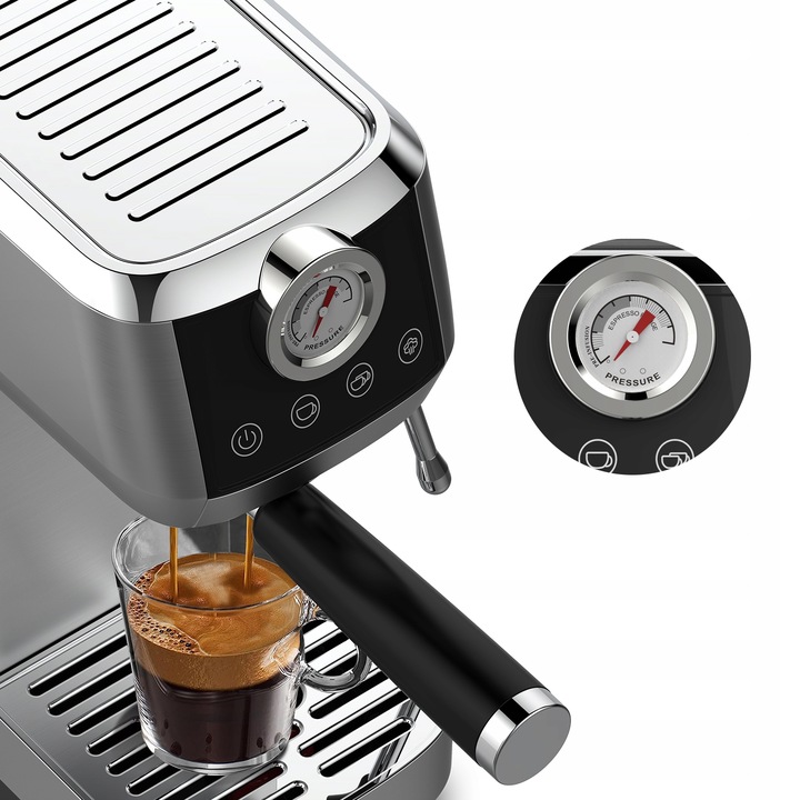 Iceagle Ekspres do kawy espresso CM1665, manometr, 20 barowa włoska pompa