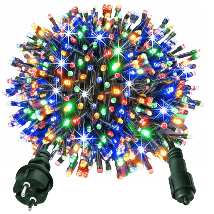 LAMPKI CHOINKOWE 1000 LED STAŁE + FLASH ZEWNĘTRZNE BŁYSK IP44 MULTIKOLOR