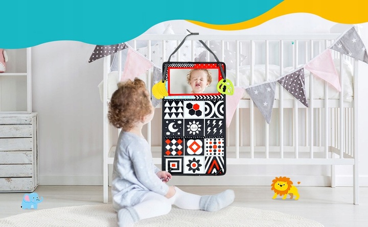 ZABAWKA SENSORYCZNA SKŁADANA Z LUSTERKIEM DLA DZIECI NIEMOWLĄT EDUKACYJNA