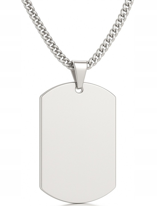 Srebrny łańcuszek męski nieśmiertelnik stal chirurgiczna 316L grawer