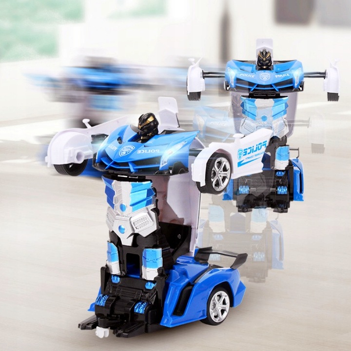 AUTO ROBOT ZDALNIE STEROWANY 2w1 TRANSFORMACJA POLICJA RADIOWÓZ PILOT LED