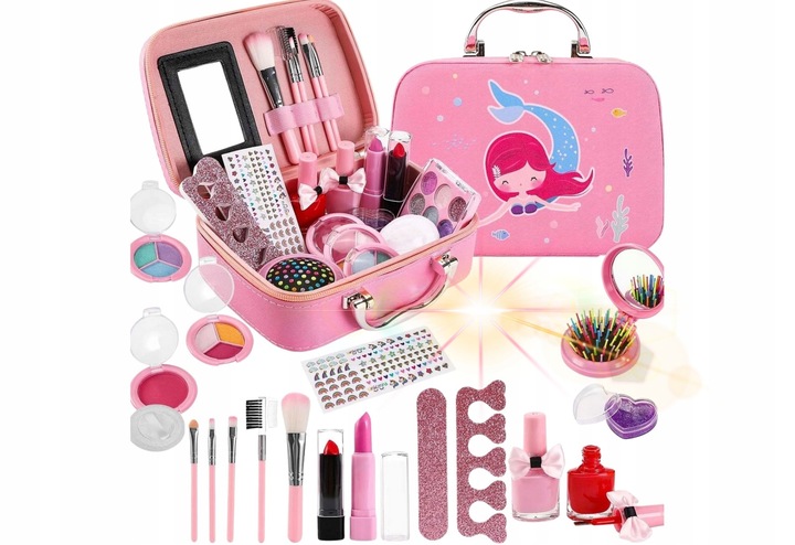 Kuferek z kosmetykami dla dzieci Zestaw kosmetyków MAKE UP MALOWIDŁA makija