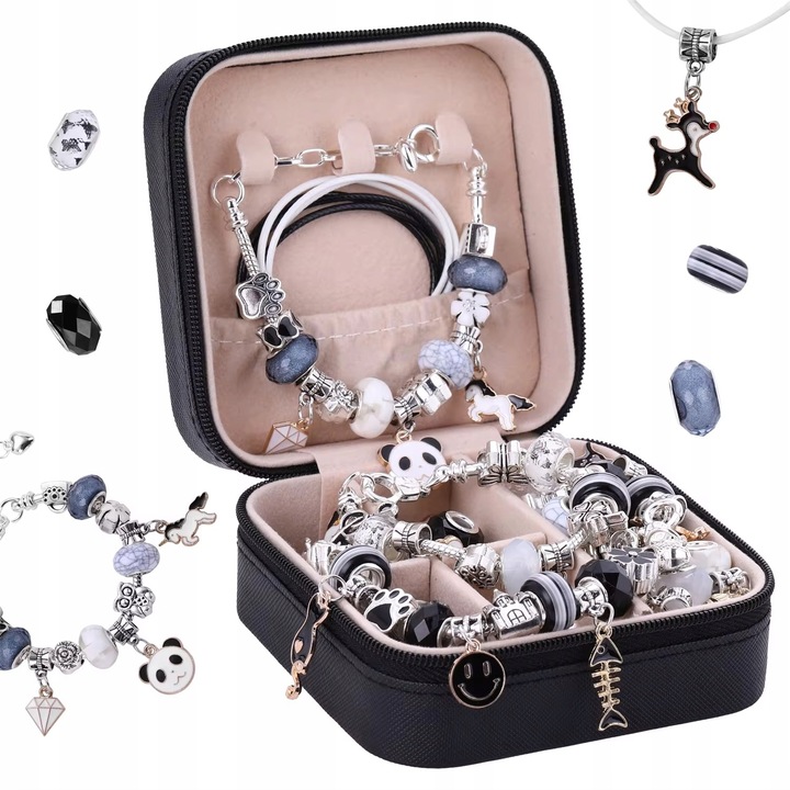 ZESTAW DO ROBIENIA BRANSOLETEK NASZYJNIKÓW PREZENT + KUFEREK FAJNY