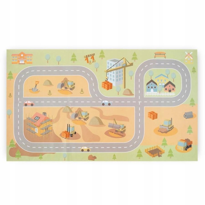 Drewniany Plac Budowy Z Dużym Ruchomym Dźwigiem i Pojazdami Żuraw Wieżowy