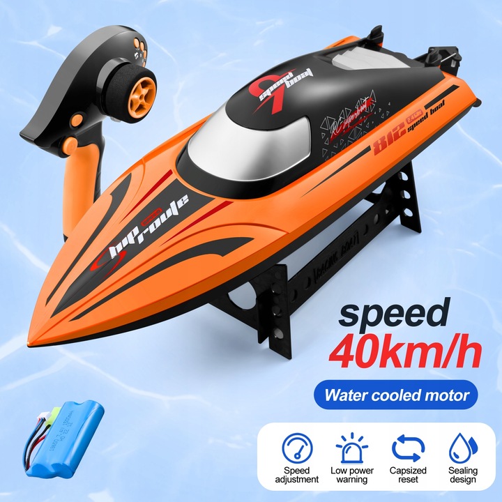 Zdalnie sterowana łódź Outdoor Toy Boat 2.4g 40km/h niebieski