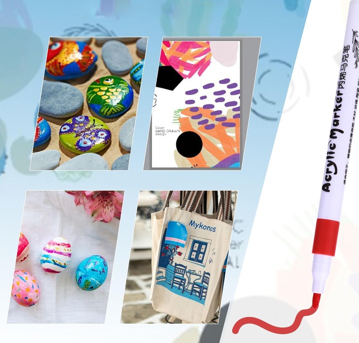 MARKERY AKRYLOWE 24 KOLORY PISAKI FLAMASTRY DO KAMIENI DREWNA TKANIN SZKŁA