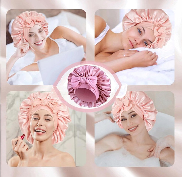 Jedwabny Czepek Do Spania Satynowy czepek na włosy do spania z opaską