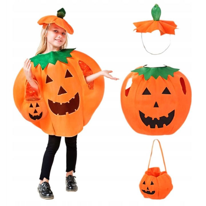 KOSTIUM przebranie strój DYNIA HALLOWEEN wiaderko i opaska ZESTAW rozmiar S