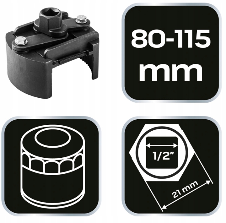 Klucz do filtra oleju automat 80-115mm NEO 11-380