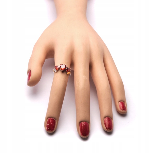 Pierścionek Srebrny Trzy Czerwone Serca