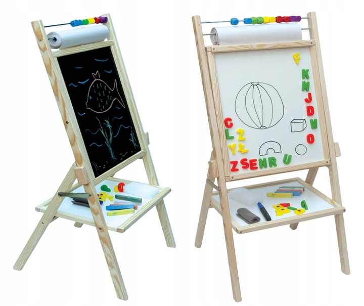 Obrotowa tablica magnetyczna 4w1 papier + dodatki