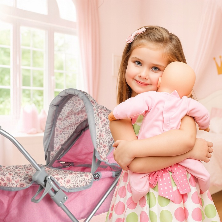 WÓZEK DLA LALEK GŁĘBOKI SKŁADANY GONDOLA TORBA SPACERÓWKA REGULOWANY DASZEK