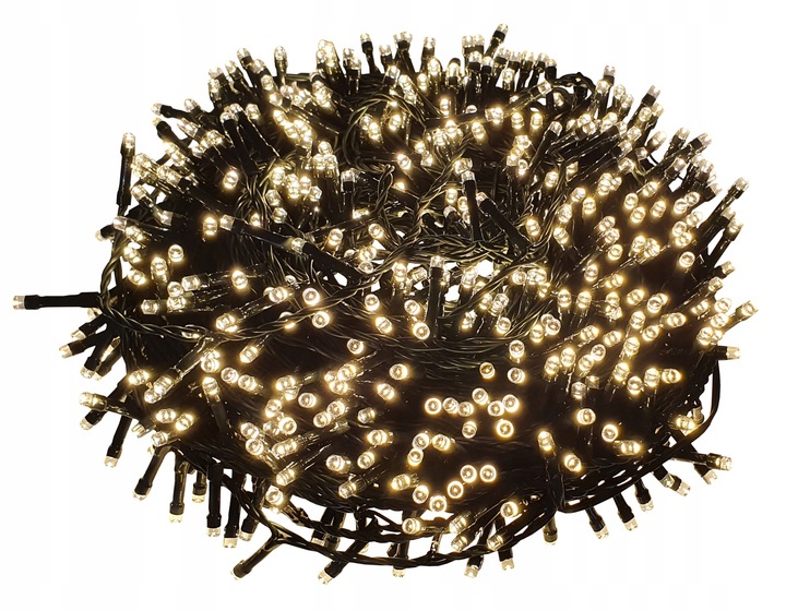 LAMPKI CHOINKOWE 800 LED TIMER NA CHOINKĘ CIEPŁY BIAŁY + FLASH ZIMNY BIAŁY