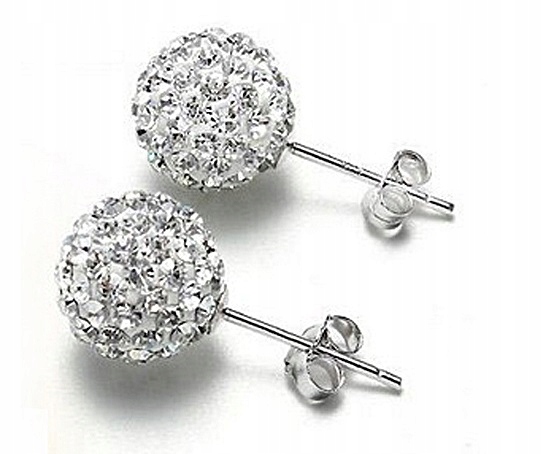 KOLCZYKI SREBRNE 925 CYRKONIE KULKI SZTYFTY NA PREZENT SWAROVSKI SREBRO 925