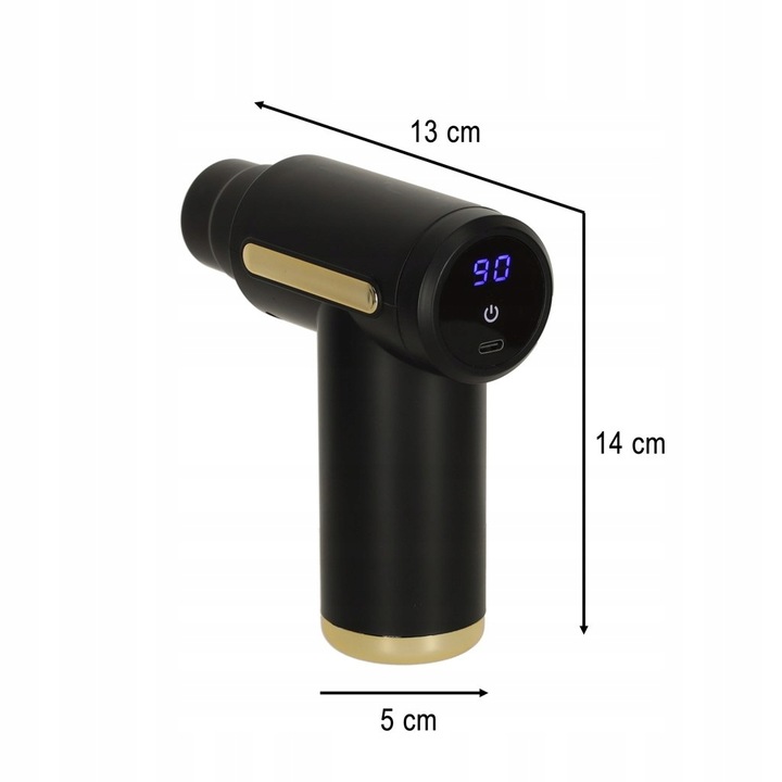 PISTOLET DO MASAŻU 4w1 MASAŻER CZYNNY DO CIAŁA Z LED I 4 KOŃCÓWKAMI CZARNY