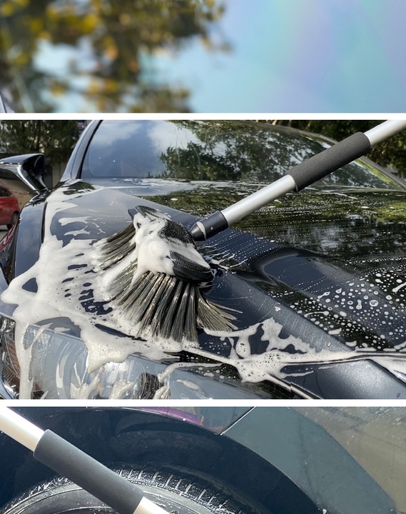 2X SZCZOTKA TELESKOPOWA DO CZYSZCZENIA SAMOCHODU FELG AUTA GĄBKA ŚCIĄGACZKA