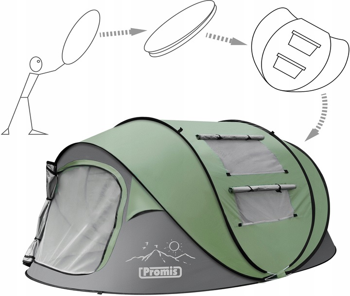 NAMIOT Turystyczny KEMPINGOWY 3 os. SAMOROZKŁADAJĄCY POP-UP Promis 3 SECOND