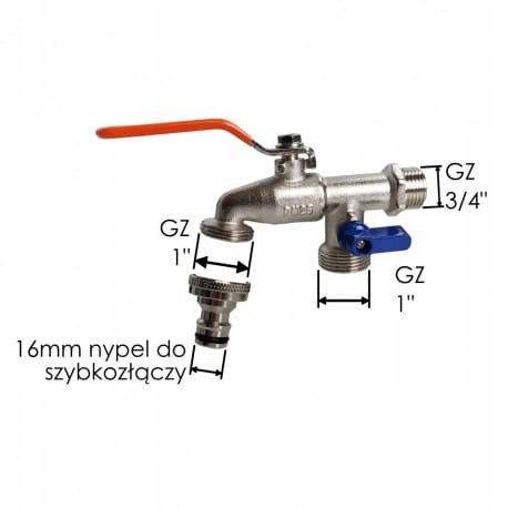 Zawór MAUSER IBCS60-KK0512 KRAN 2x GZ 3/4 + 2 nyple